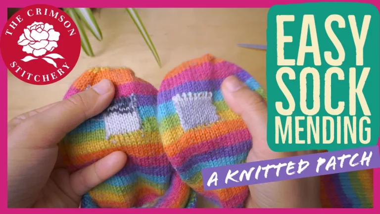 Mend a sock - mending knitted sock with a patch